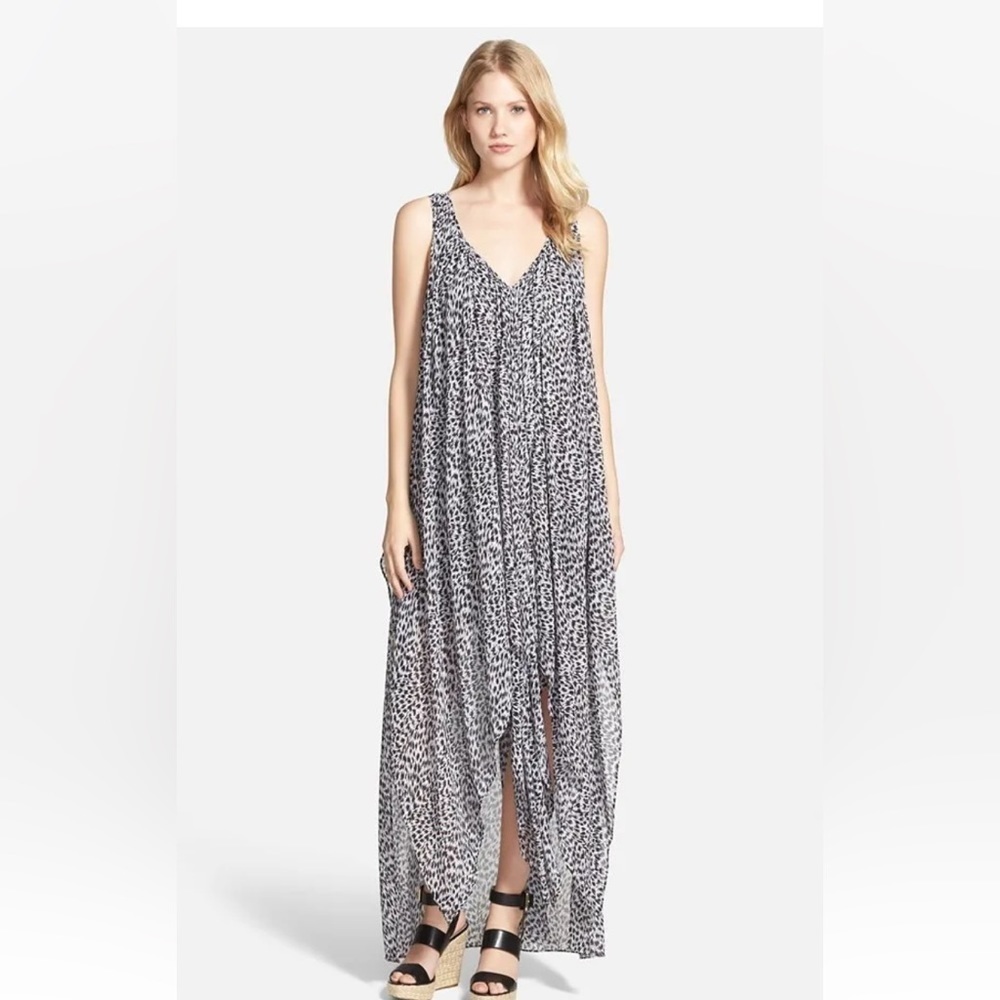 Michael Kors Black and White Asymmetrical Maxi Dress